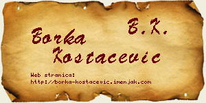 Borka Kostačević vizit kartica
